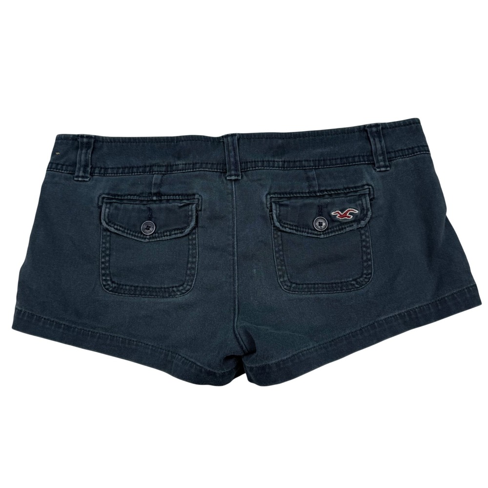 VTG Y2K Hollister Ultra Low Rise Stretch  Mini Shorts Black Size 3 Seagull Logo